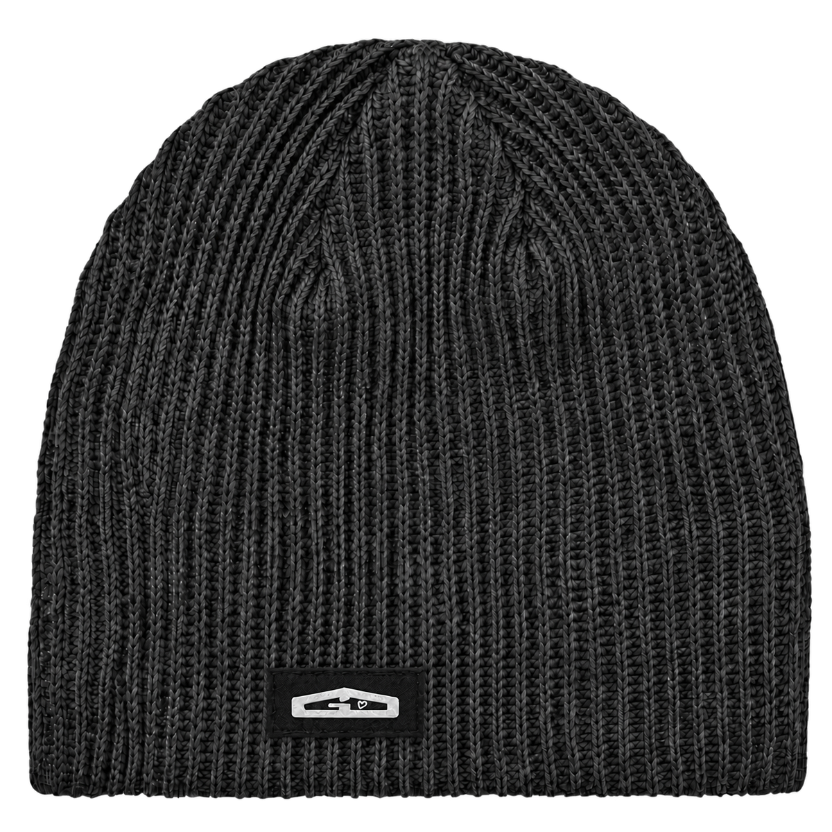 Greydust woven label beanie in Pastel Black