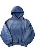 Sun fade solid hoodie in washed blue, isolated on transparency